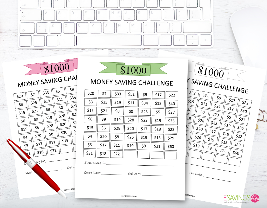 $1000 Savings Challenge  Free Printable Savings Challenge