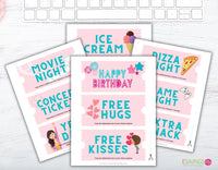 Girl's Happy Birthday Coupon Book {PINK}