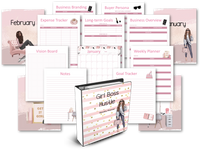 Girl Boss Side Hustle Planner with Motivational Prints {100+ Pages}