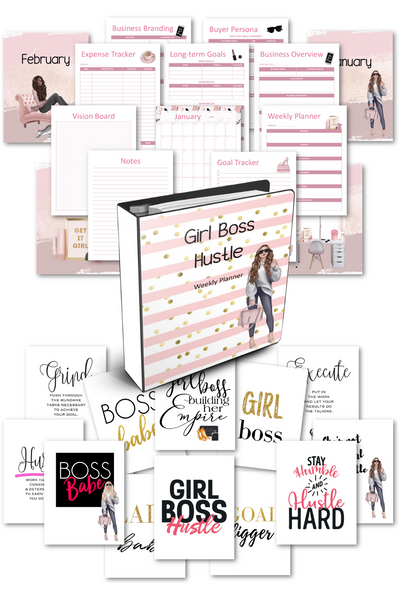 Girl Boss Side Hustle Planner with Motivational Prints {100+ Pages}